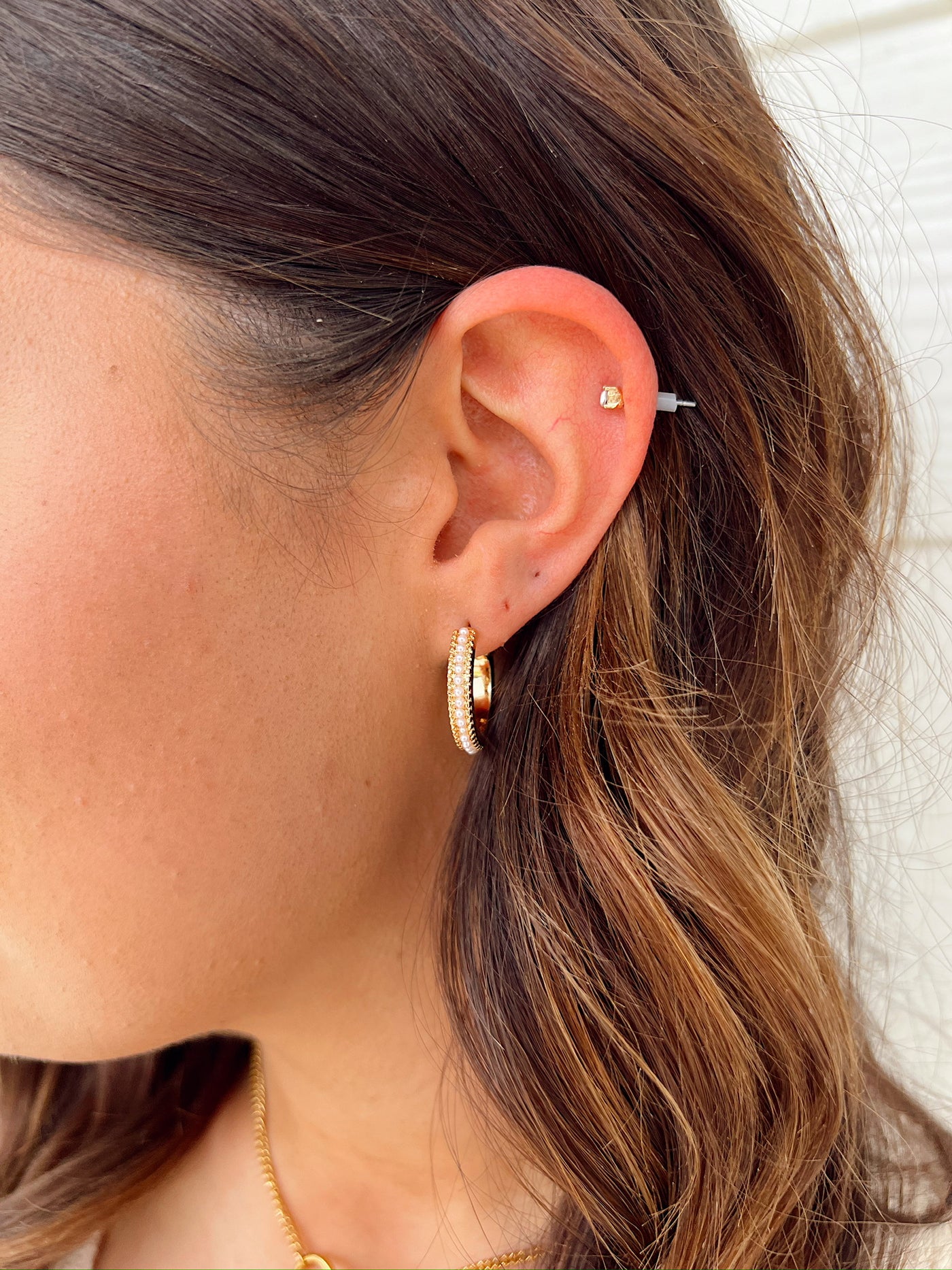 Posh Pearl Hoop Earrings