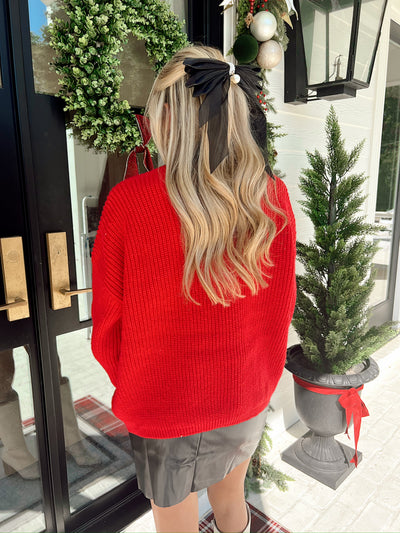 Dazzle Hour Sequin Bow Sweater