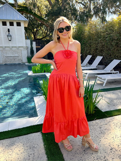 Beautiful Thoughts Halter Neck Midi Dress