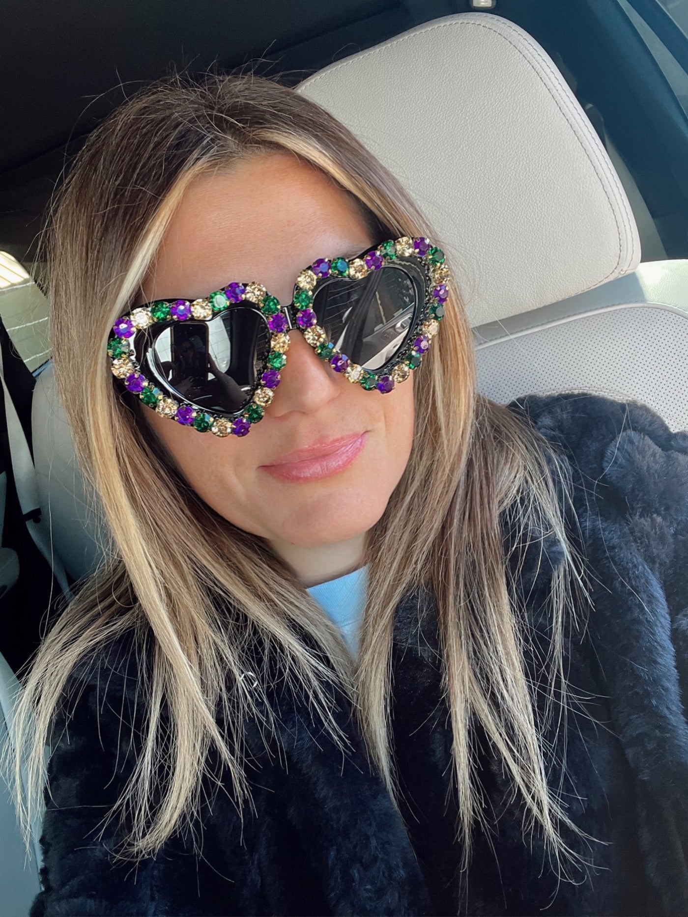 Mardi Gras Rhinestone Heart Sunglasses