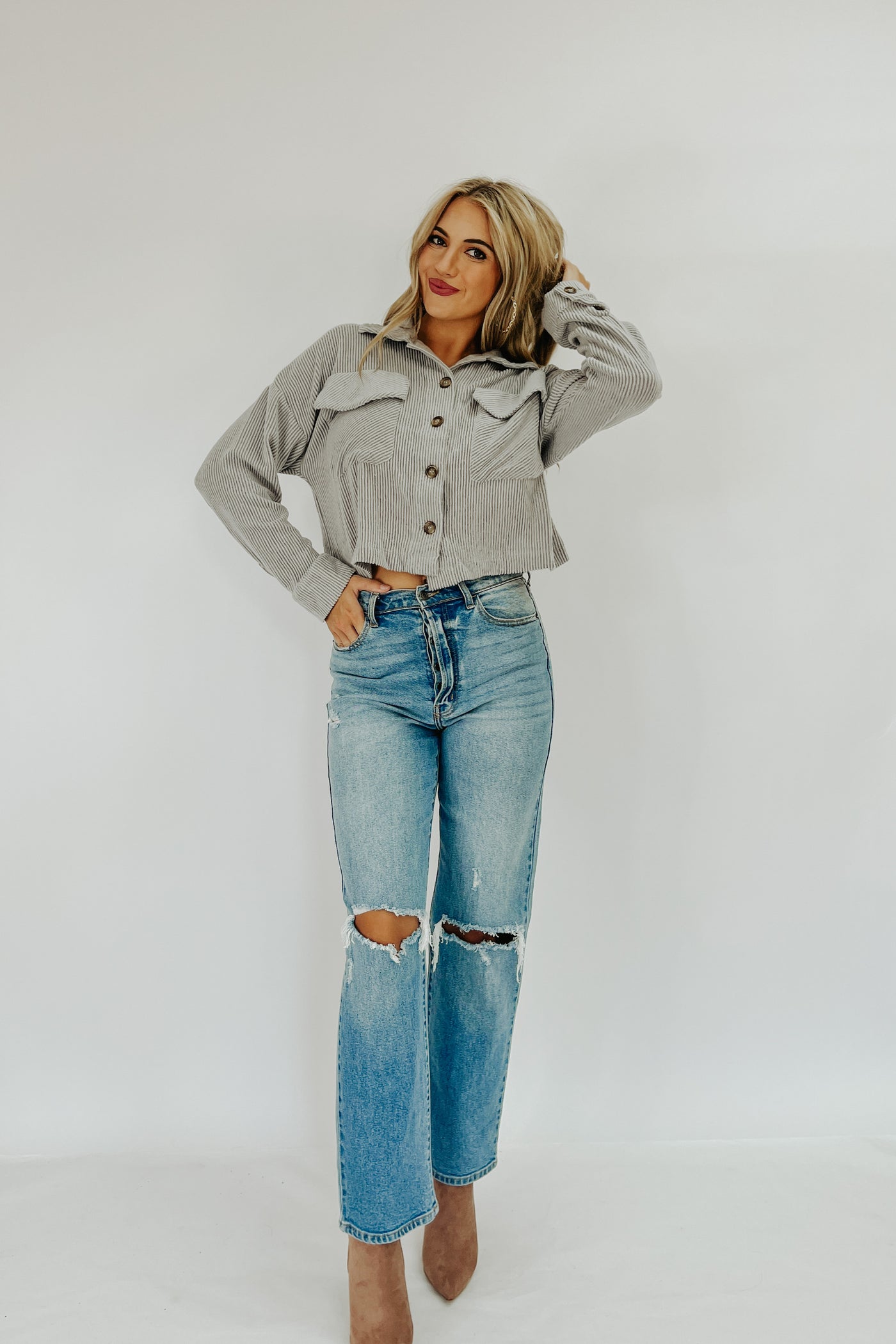 Alyssa Ribbed Cropped Shacket