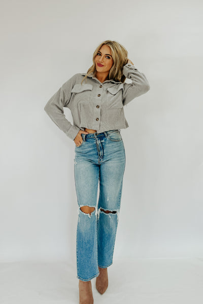 Alyssa Ribbed Cropped Shacket
