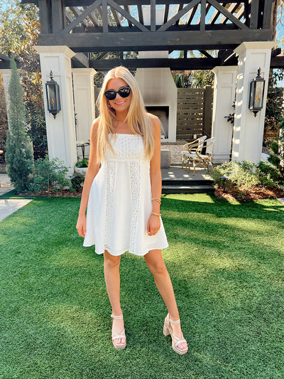 Always All Mine Crochet Mini Dress