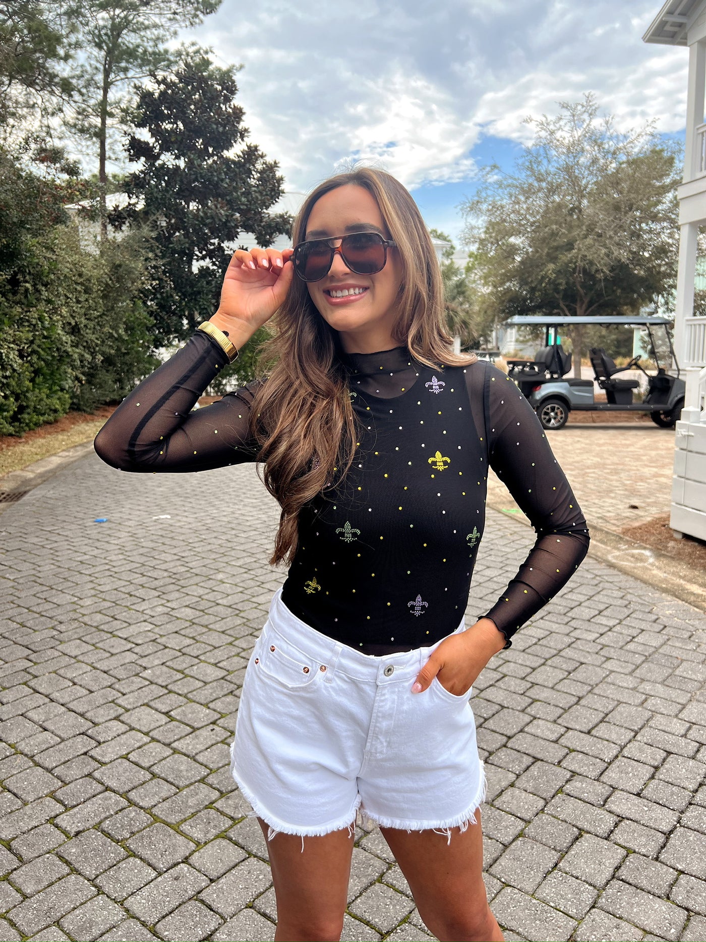 RESTOCK: From Bead To Shining Bead Mesh Top