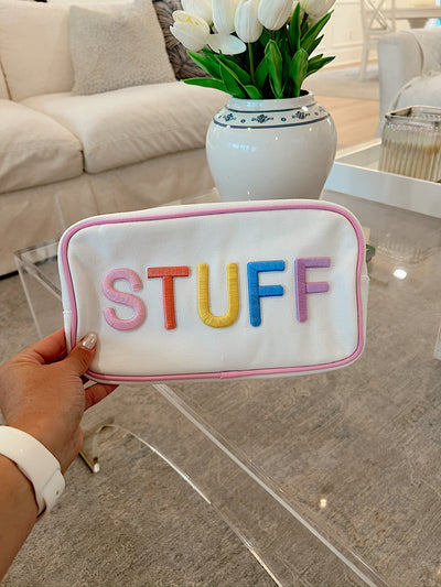 "Stuff" Embroidered Pouch Bag