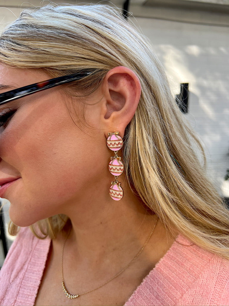 Pink Glitter Ornament Drop Earrings