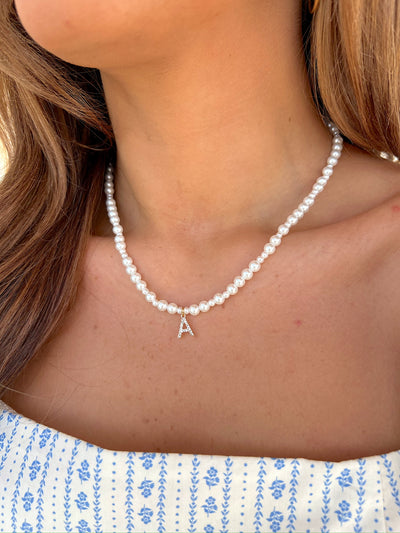 Simply Pristine Initial Pearl Necklace