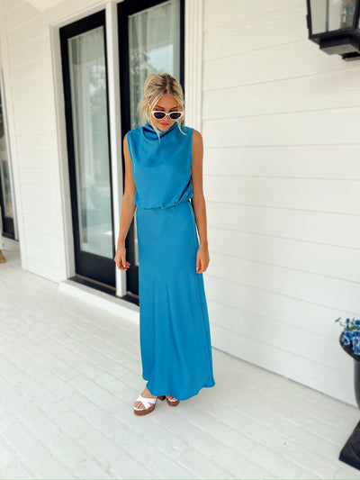 Midnight Skies Satin Two-Piece Set