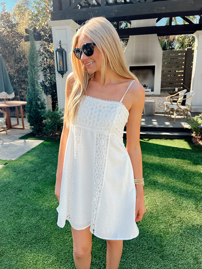 Always All Mine Crochet Mini Dress