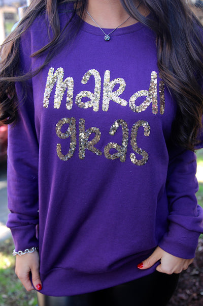 Mardi Gras Sequin Sweatshirt