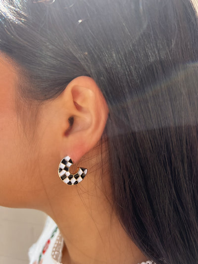 Check Me Out Checkered Hoop Earrings