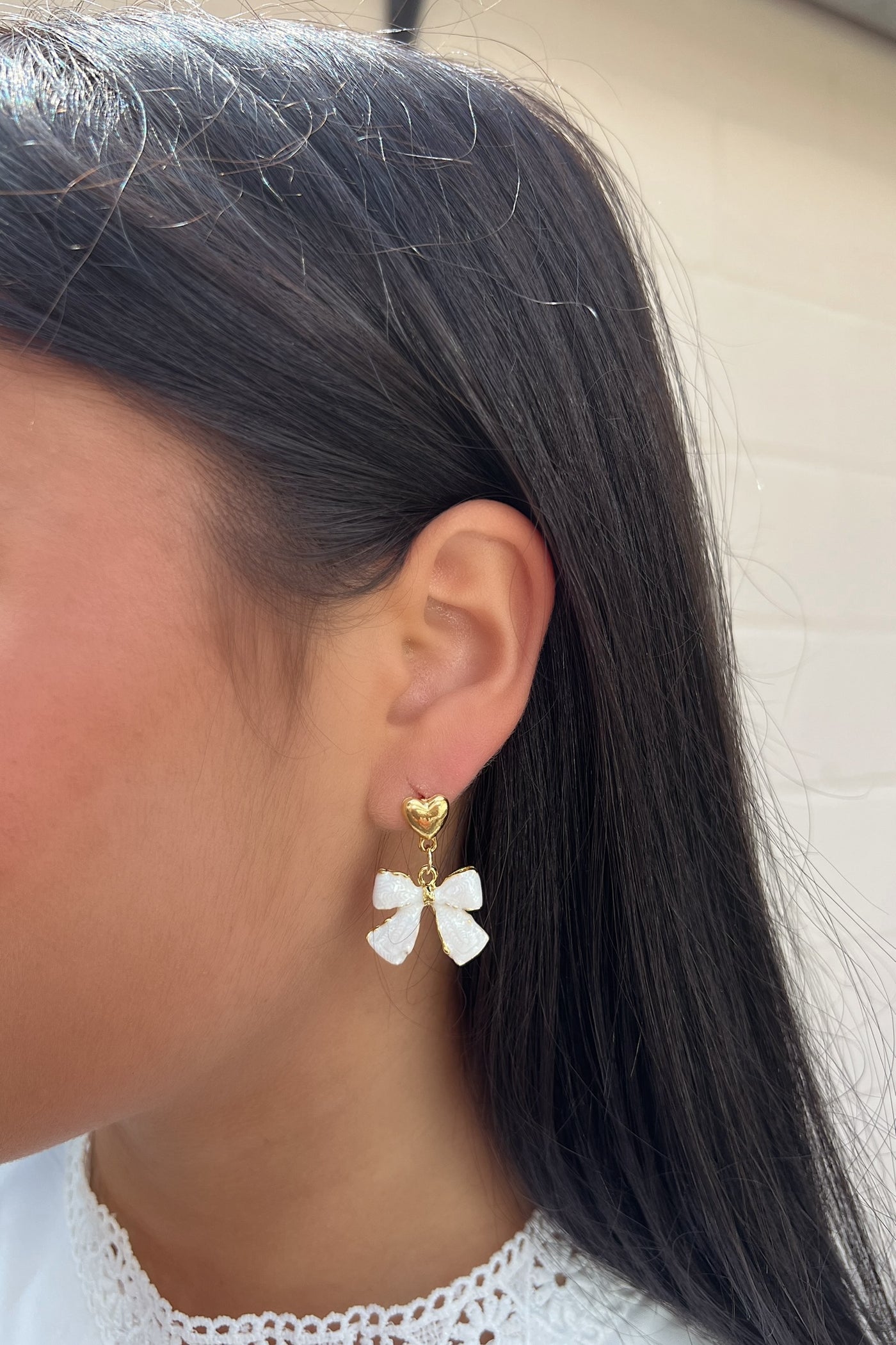 Fall For Someone Drop Bow Earrings