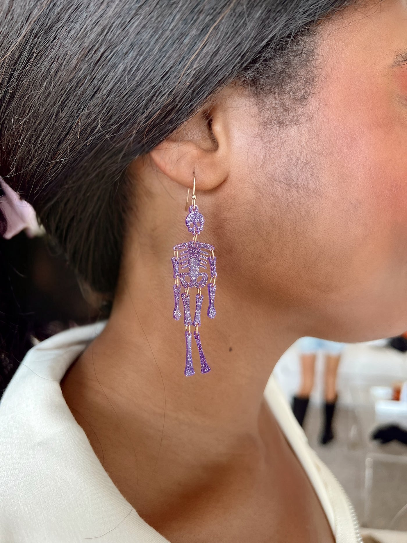 Glitter Resin Halloween Skeleton Earrings