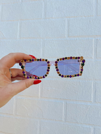 Mardi Gras Rhinestone Purple Sunglasses