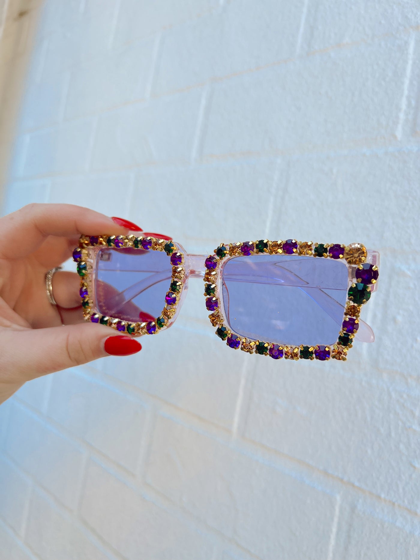 Mardi Gras Rhinestone Purple Sunglasses
