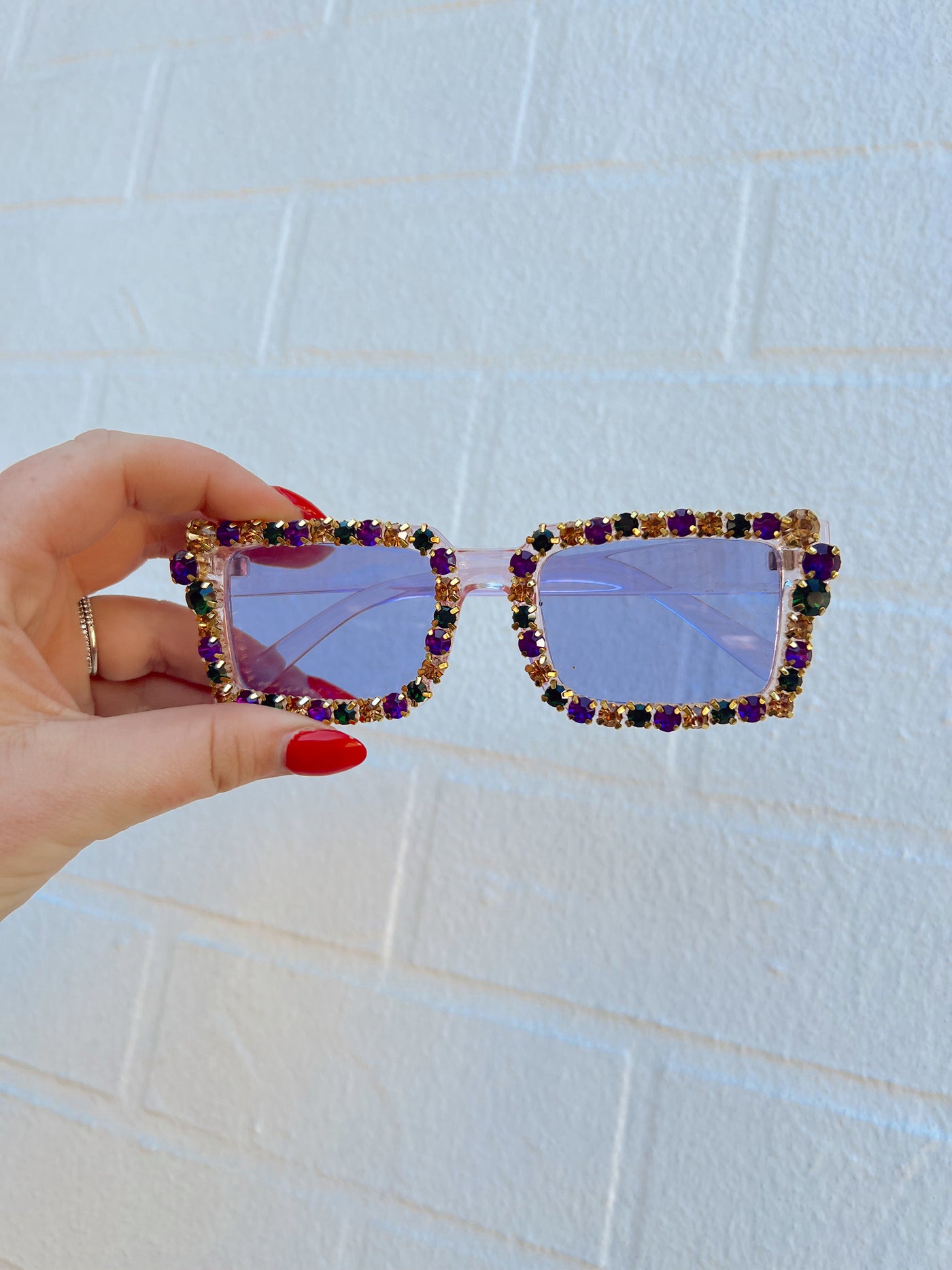 Mardi Gras Rhinestone Purple Sunglasses