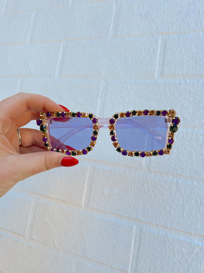 Mardi Gras Rhinestone Purple Sunglasses