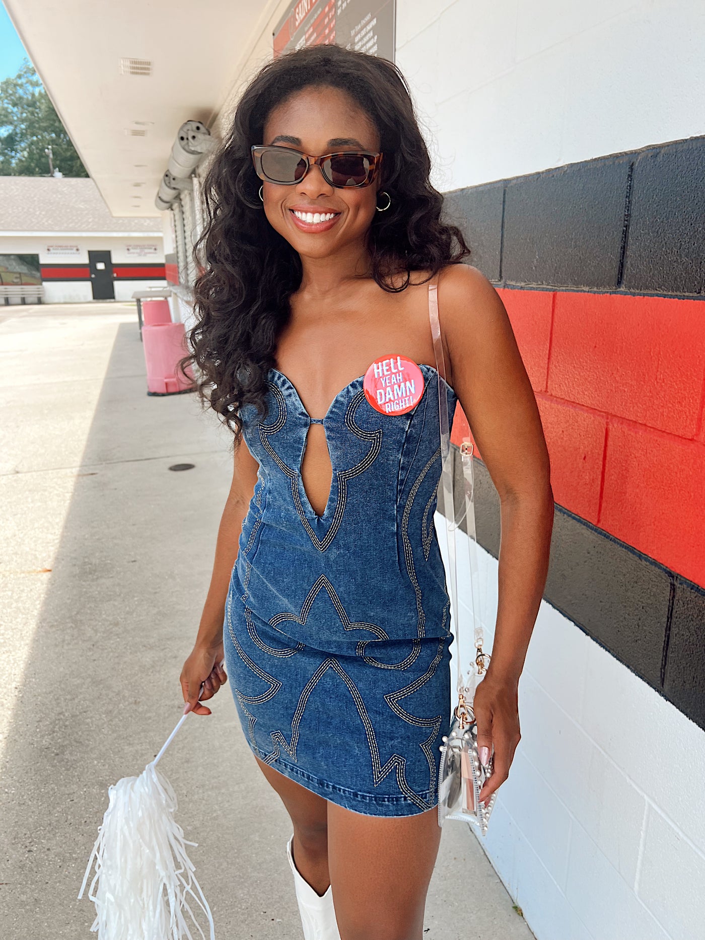 Life's A Rodeo Strapless Denim Dress