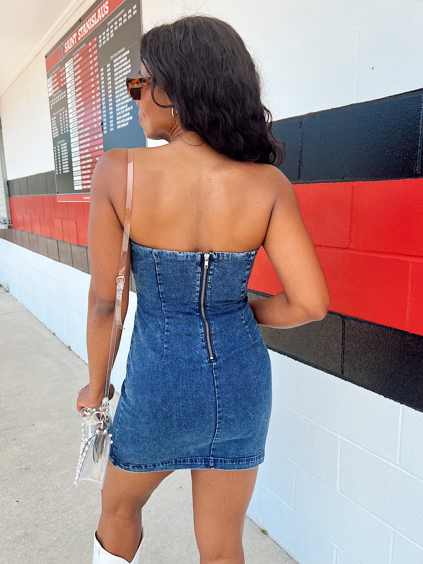 Life's A Rodeo Strapless Denim Dress