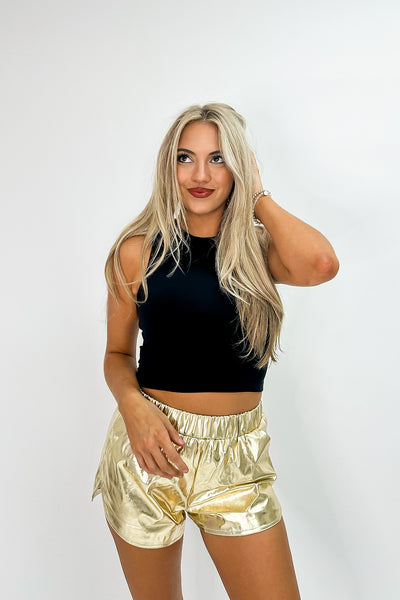 Edgy Approach Metallic Shorts