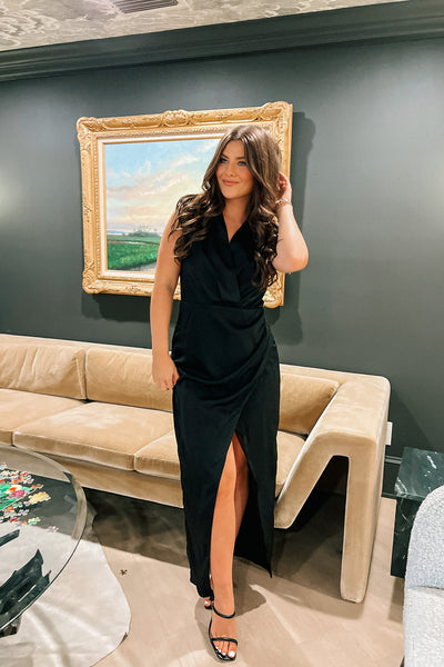 Picturesque Satin Midi Dress