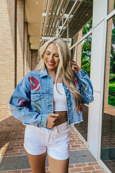 Under The Lights Rhinestone Denim Jacket