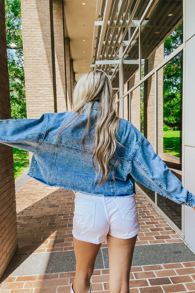 Under The Lights Rhinestone Denim Jacket