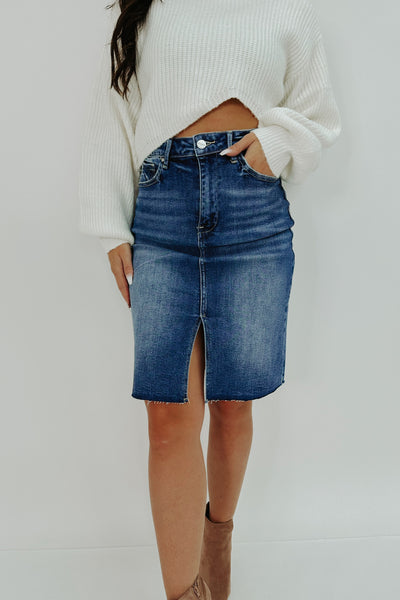 Sweet As Ever Denim Pencil Skirt