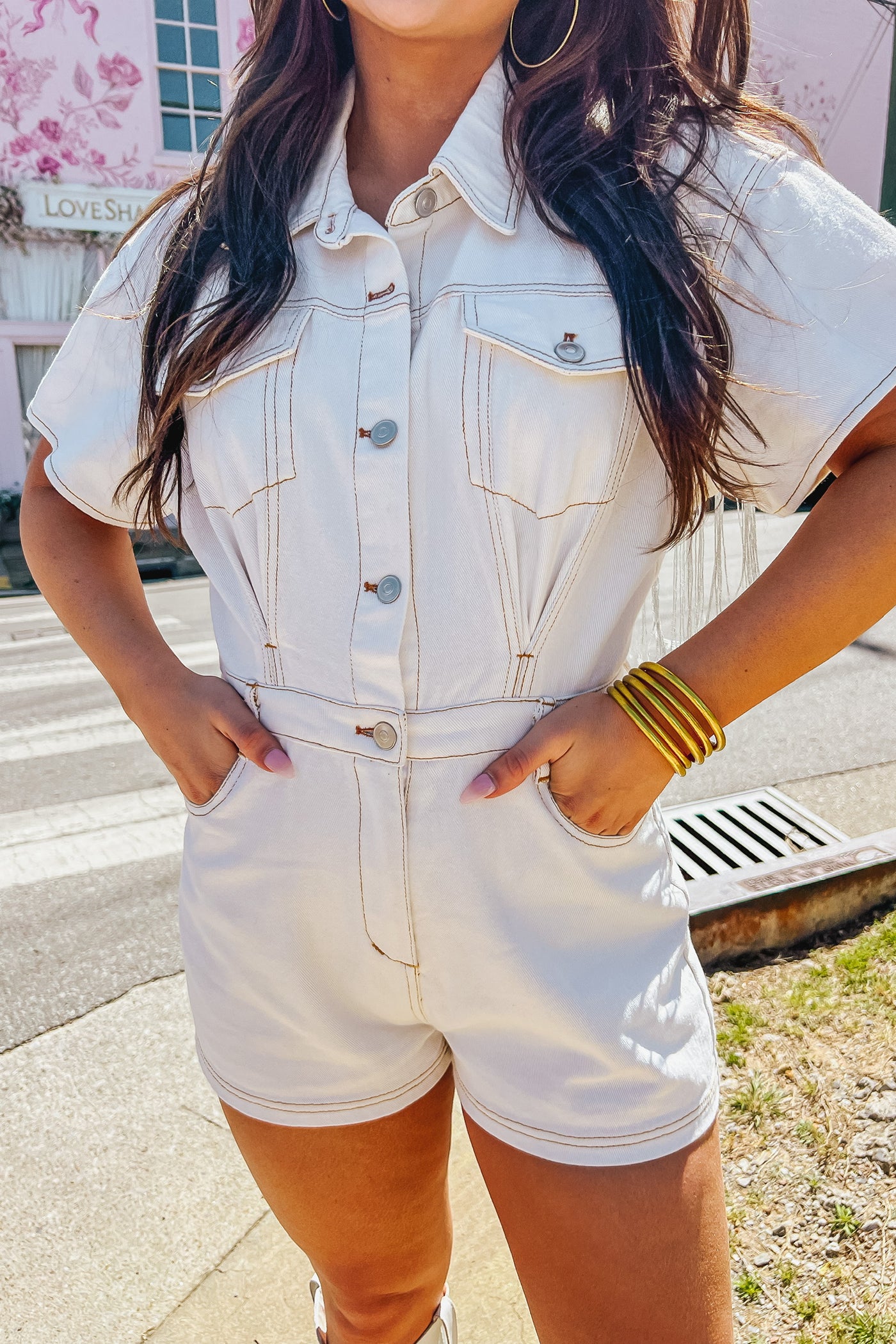 By Invite Only Fringe Denim Romper