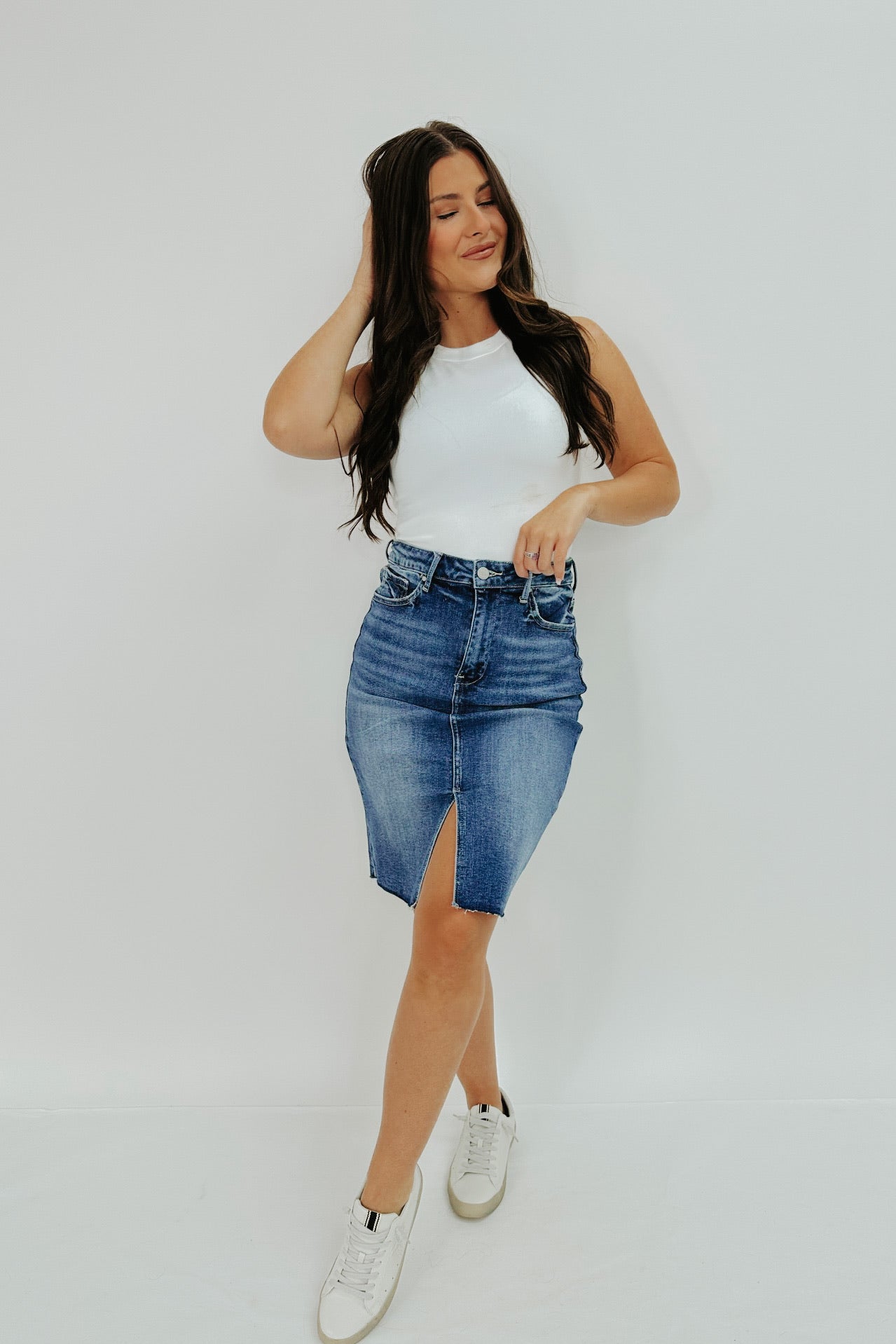 Sweet As Ever Denim Pencil Skirt