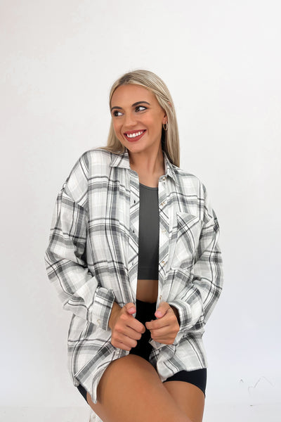 Simple Pleasures Oversizes Boyfriend Flannel Shirt