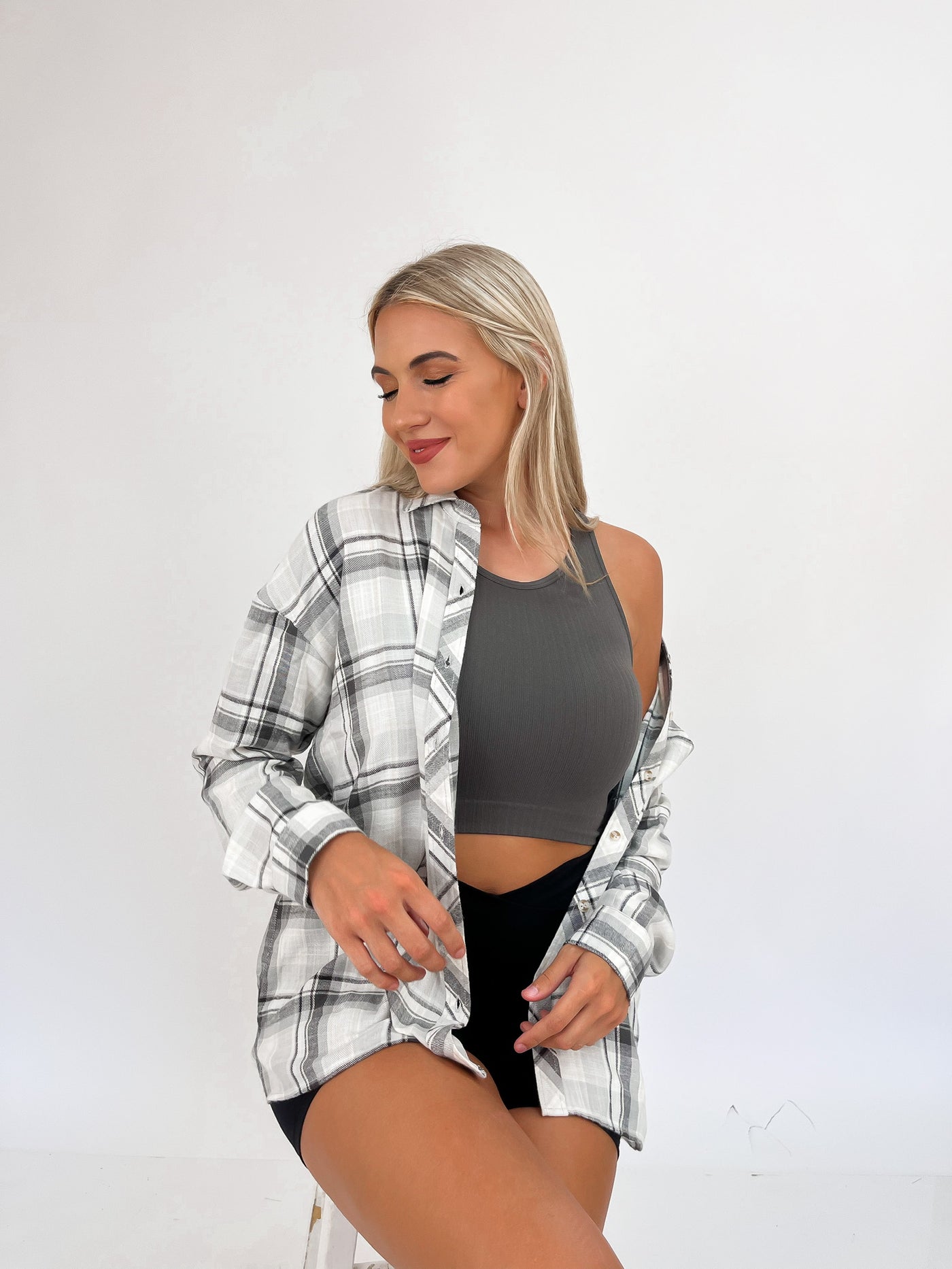 Simple Pleasures Oversizes Boyfriend Flannel Shirt