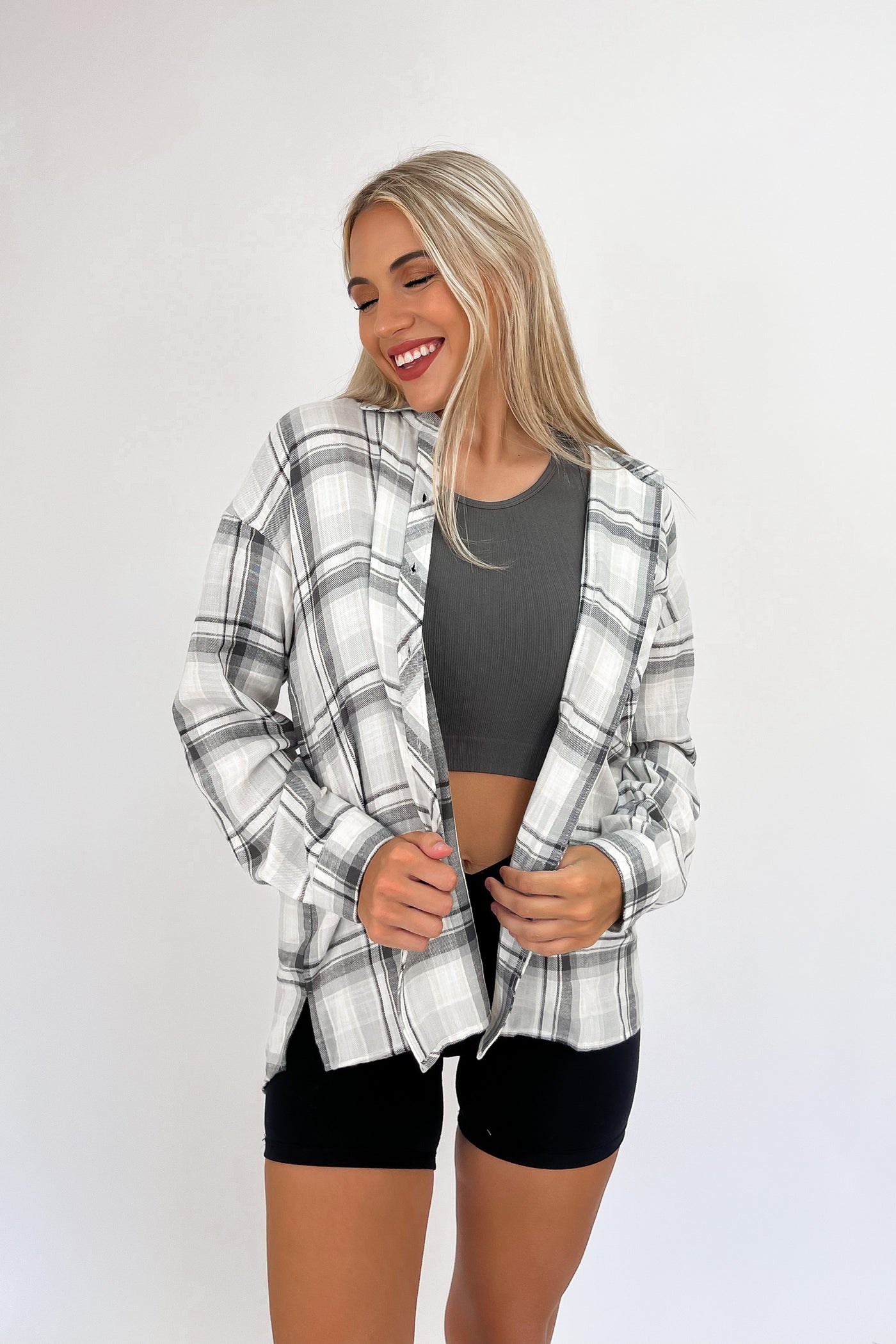 Simple Pleasures Oversizes Boyfriend Flannel Shirt