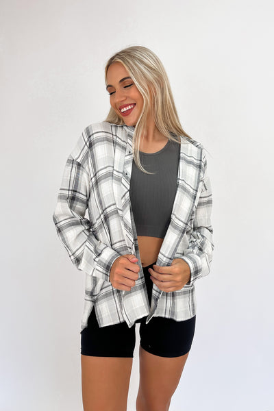 Simple Pleasures Oversizes Boyfriend Flannel Shirt