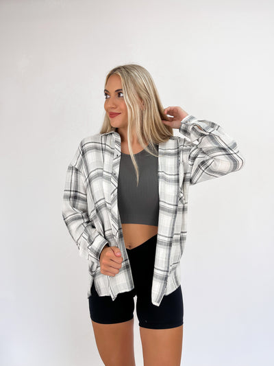 Simple Pleasures Oversizes Boyfriend Flannel Shirt