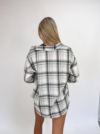 Simple Pleasures Oversizes Boyfriend Flannel Shirt