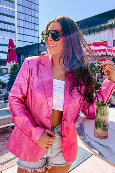 See It Happen Metallic Blazer