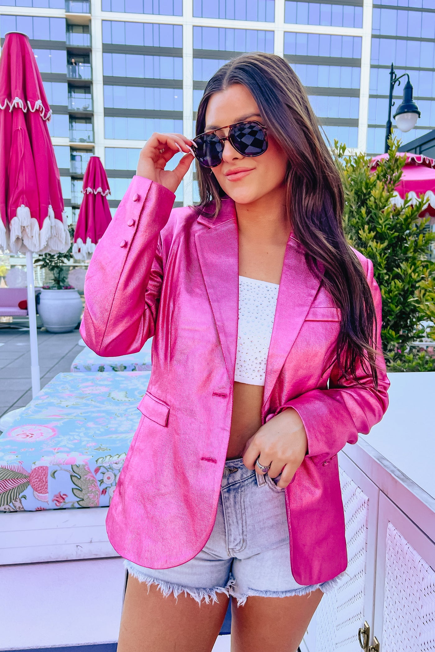 See It Happen Metallic Blazer