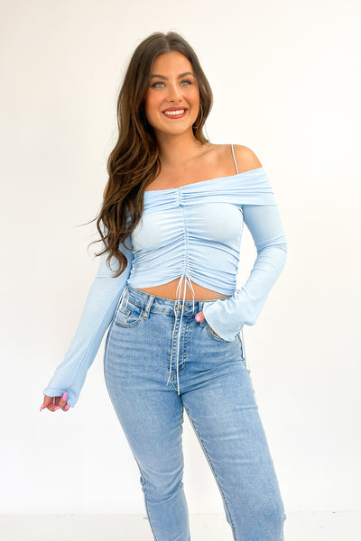 Act Without Expectation Off-Shoulder Top