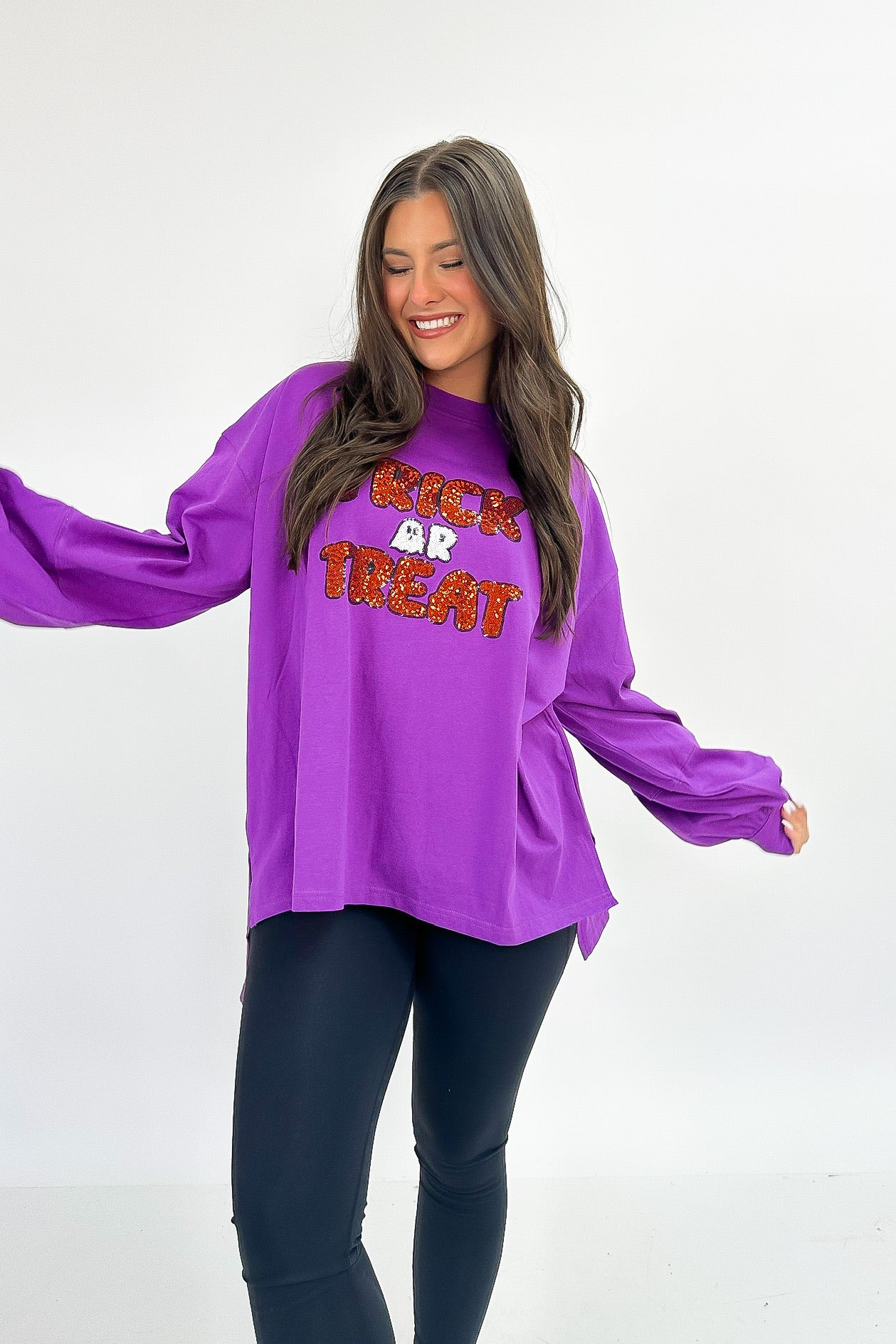 No Tricks All Treats Sequin Top