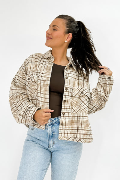 Appreciating The View Cropped Plaid Shacket