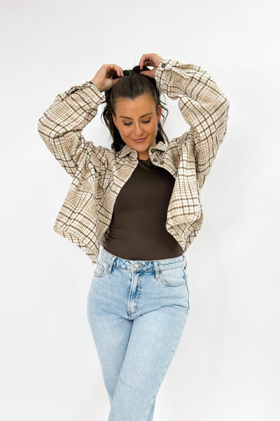 Appreciating The View Cropped Plaid Shacket
