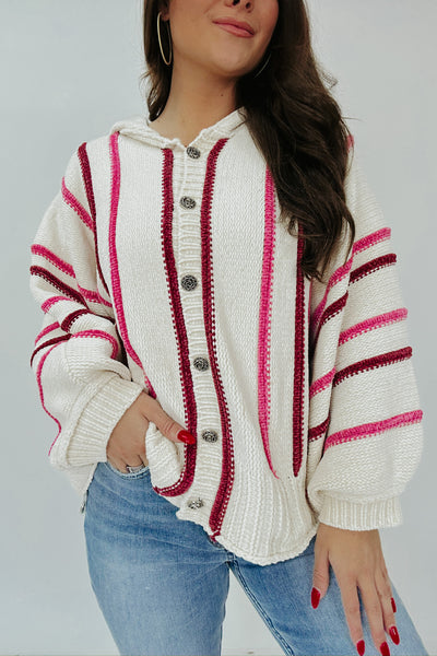 Change Is In The Air Hooded Button Up Sweater