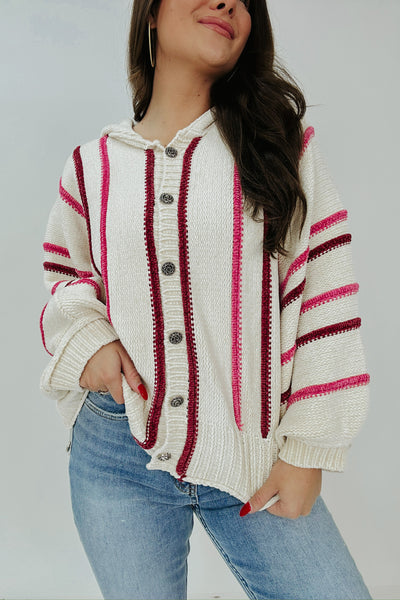 Change Is In The Air Hooded Button Up Sweater