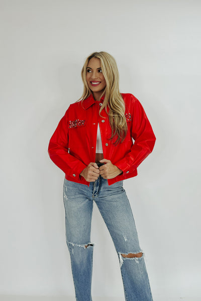Fanciful Flair Faux Leather Jacket