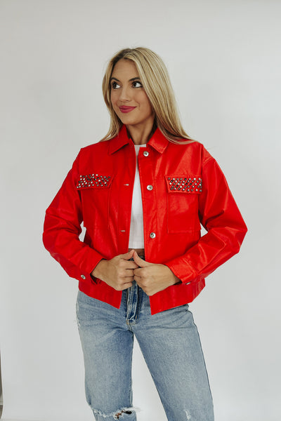Fanciful Flair Faux Leather Jacket