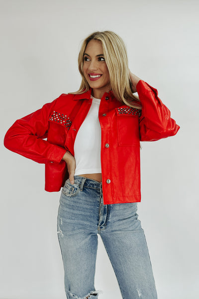Fanciful Flair Faux Leather Jacket