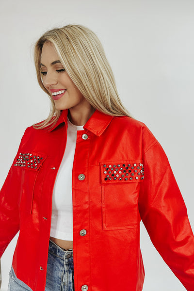 Fanciful Flair Faux Leather Jacket