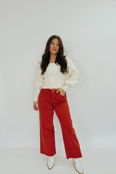 Olivia High Rise Crop Wide Leg Jeans