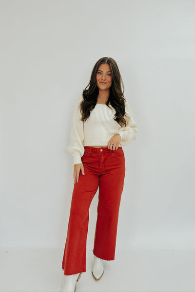 Olivia High Rise Crop Wide Leg Jeans